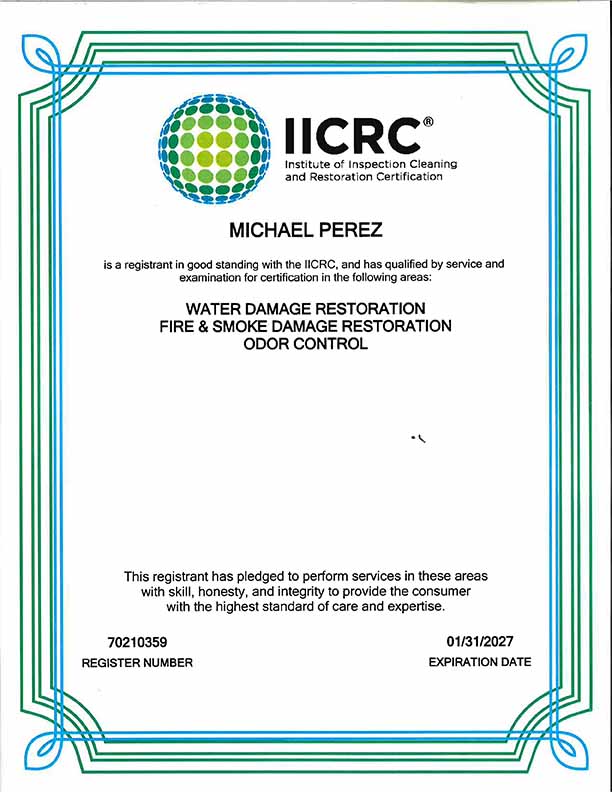Michael Perez IICRC License